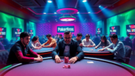 Highlighting the best Pokerbros clubs, featuring diverse players enjoying online poker tables with vibrant visuals and digital interface elements for engaging gameplay.