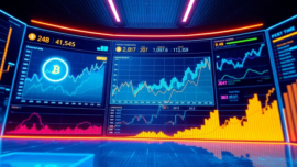 Professional financial analyst monitoring live aicoin market data on a sleek digital dashboard